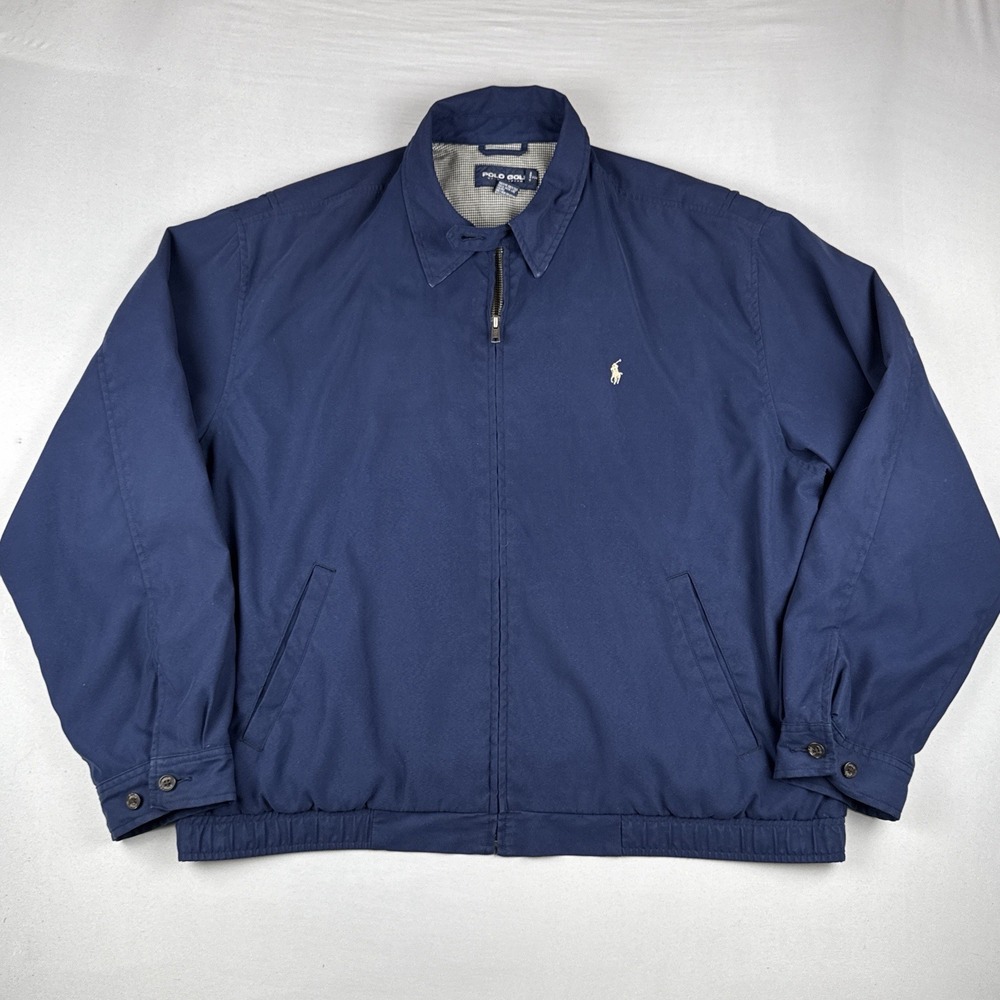 Vintage Polo Golf Ralph Lauren Jacket Mens XL Blue Harrington Full Zip